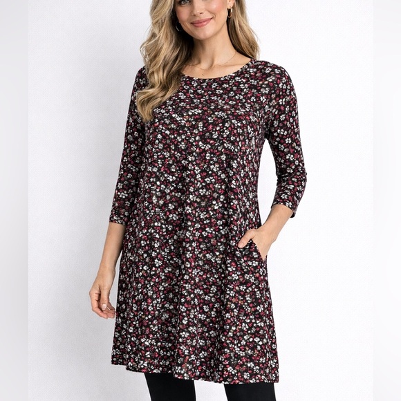 J. Jill Dresses & Skirts - J. Jill Wearever Floral Tunic Dress XL Rayon Spandex Stretch Relaxed